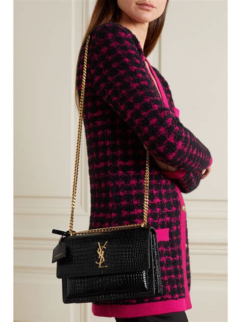 ysl sunset bag black on black snakeskin|SAINT LAURENT Sunset small croc.